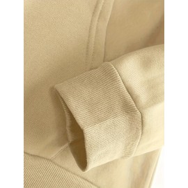 [Graphic Print Hooded] Men's Beige & Orange Graphic Print Hooded Sweatshirt - Oversized Streetwear Pullover with Balaclava Design, Soft Fabric & Front Pocket, Casual Winter Warmth, Machine Washable (PC610-S) - Fall Winter Fashion Essential