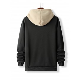 [Men's Anime Hoodie] Trendy Anime Hoodie | Men's Black with Red & White Print, Casual Drawstring Pullover, Front Kangaroo Pocket, Long Sleeve, Polyester Blend, All Seasons