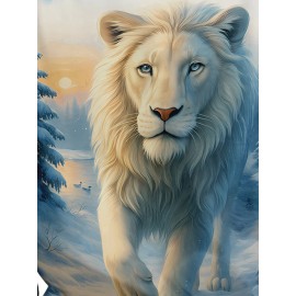 [3D White Lion Hoodie] 3D Snow Forest White Lion Hoodie for Men | Animal Print Pullover with Drawstring Hood and Pocket, Long Sleeves - Casual Autumn Winter Streetwear, Nature Wildlife Sweatshirt