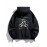 [Trendy Hooded Jacket] Trendy Black Men's Casual Hooded Jacket | Long Sleeves, Drawstrings, Functional Zippers, Teddy Bear Logo, Spring/Fall Windbreaker