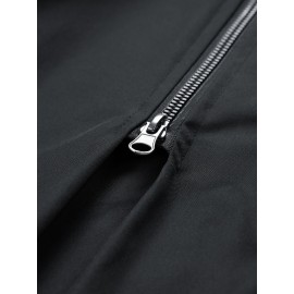 [Trendy Hooded Jacket] Trendy Black Men's Casual Hooded Jacket | Long Sleeves, Drawstrings, Functional Zippers, Teddy Bear Logo, Spring/Fall Windbreaker