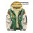 [Cozy Plush Hooded Jacket] Men's Cozy Plush Hooded Jacket | Green & Beige Two-Tone, Contrast Stitching, Letter Embroidery, Zip-Up Front, Long Sleeves, Pockets | Casual Outerwear, Durable Knitwear