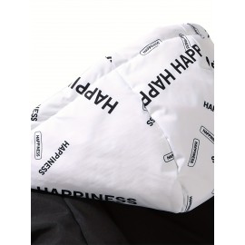 [Windproof Jacket] Warm & Stylish Men's Thick Windproof Hooded Jacket | Large Pockets & Drawstring, Black Polyester, Casual Letter Print Versatile Outerwear, Durable Outerwear