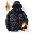 [Windproof Jacket] Warm & Stylish Men's Thick Windproof Hooded Jacket | Large Pockets & Drawstring, Black Polyester, Casual Letter Print Versatile Outerwear, Durable Outerwear
