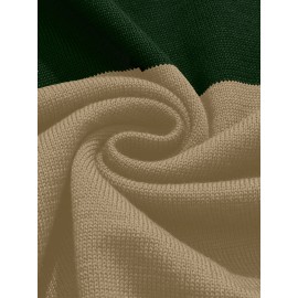 Men's Slim-Fit Casual Soft Commuter Knit Sweater - High Neck Long Sleeve with 1/4 Zipper, Navy & Light Grey Color Block Design for Autumn/Winter, Office & Casual Wear, Knitted Sweater, Comfortable Winter Wear