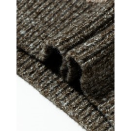 Men's Casual Color-Block Geometric Knit Sweater - Loose Fit Ribbed Detail Pullover, Machine Washable Autumn Winter Warm Crewneck Sweater for Casual Attire, Knitted Sweater, Durable Winter Wear