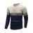 Beige/Blue/Gray/Black/White Men's Thick Winter Knit Sweater - Color Block Stripes, Round Neck Half-Zip Button Detail, Medium Stretch Casual Retro Style Regular Fit Long Sleeve Pullover for Casual Attire, Knit Sweater, Comfortable Fit