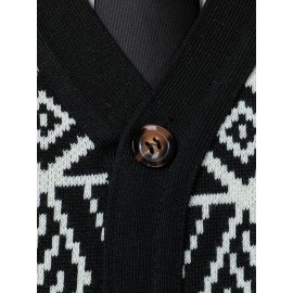 [Casual Cardigan Vest] Casual Color Block Men's Plaid Knit Cardigan Vest | Sleeveless, Regular Fit, V-Neck with Buttons - for Spring/Fall