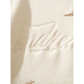 Unisex Street Style Knit Sweater, Fall/Winter Crew Neck Long Sleeve Pullover with Alphabet Print, Ripped Fringe Detail, Loose Fit, 42% Acrylic 28% Polyamide 30% Polyester Knit Fabric