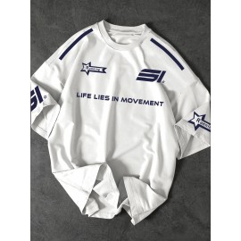 [Men's Slogan T-Shirt] Soft Polyester Men's Street Fashion T-Shirt | 