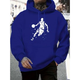 Men's Hooded Sweatshirt - All-Season Lightweight Pullover Hoodie, Light Grey/White Basketball Graphic, Regular Fit Casual Streetwear for Sports & Casual Attire, Basketball Hoodie, Durable Fabric