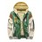 [Cozy Plush Hooded Jacket] Men's Cozy Plush Hooded Jacket | Green & Beige Two-Tone, Contrast Stitching, Letter Embroidery, Zip-Up Front, Long Sleeves, Pockets | Casual Outerwear, Durable Knitwear